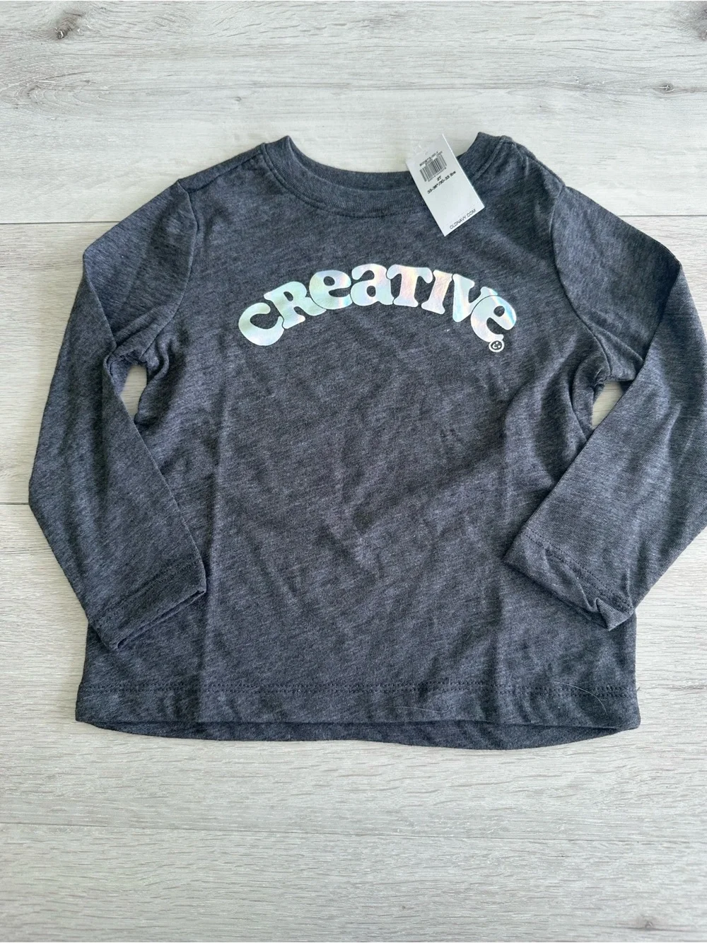 Old Navy Graphic Long Sleeve Tee Creative Gray Size 2T NWT